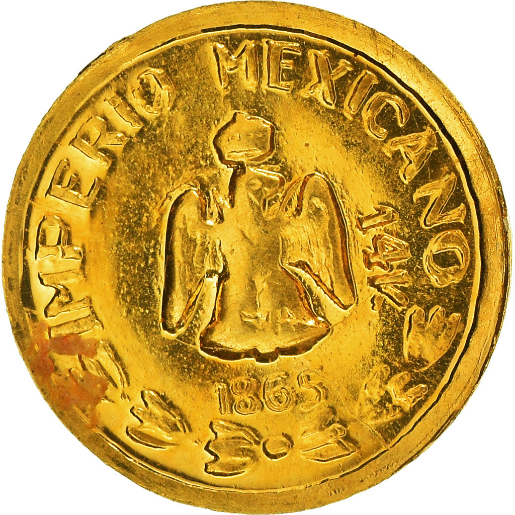 Moneta, Messico, Maximilian, Peso, 1865, Restrike, FDC, Oro