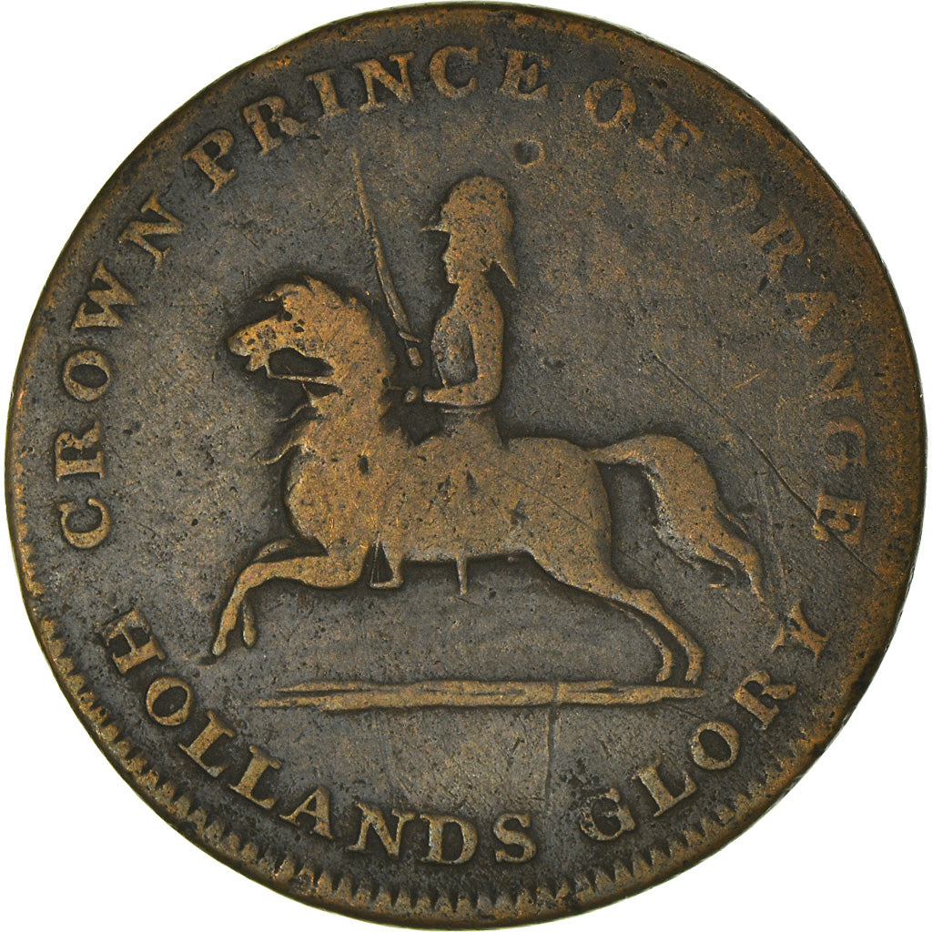 Niederlande, Token, Crown Prince of Orange, Waterloo, History, 1815, S+, Kupfer
