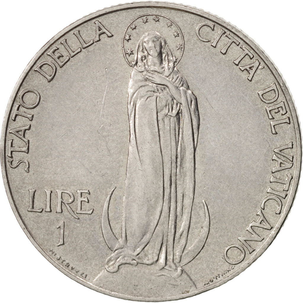 Vatikanstadt, Pius XII, Lira, 1941, SS+, Stainless Steel, KM:26a