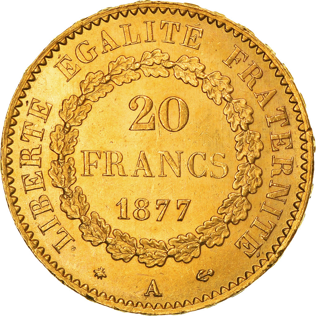 Moneta, Francia, Génie, 20 Francs, 1877, Paris, SPL, Oro, KM:825, Gadoury:1063