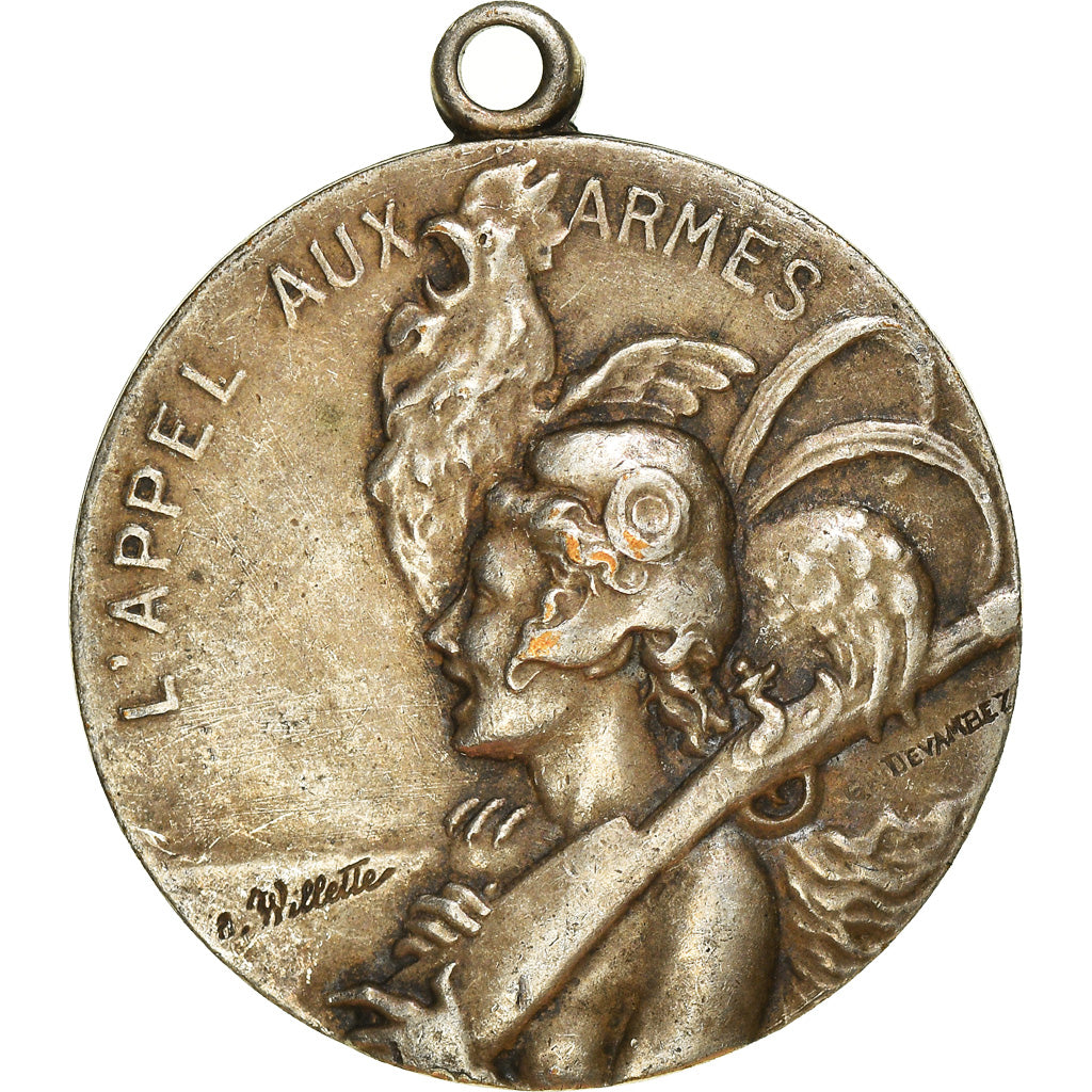 France, Medal, L'Appel aux Armées, WAR, Devambez, AU(55-58), Silvered bronze