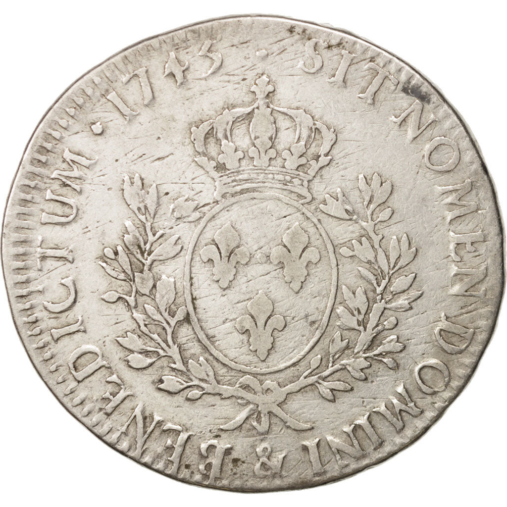 France, Louis XV, Écu au bandeau, Ecu, 1745, Aix, TB, Argent, KM:512.26