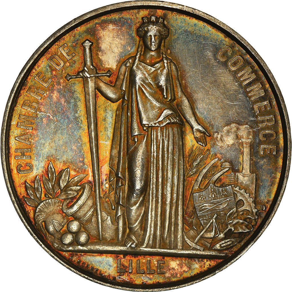 France, Medal, Chambre de Commerce de Lille, Borrel.A, MS(60-62), Silver