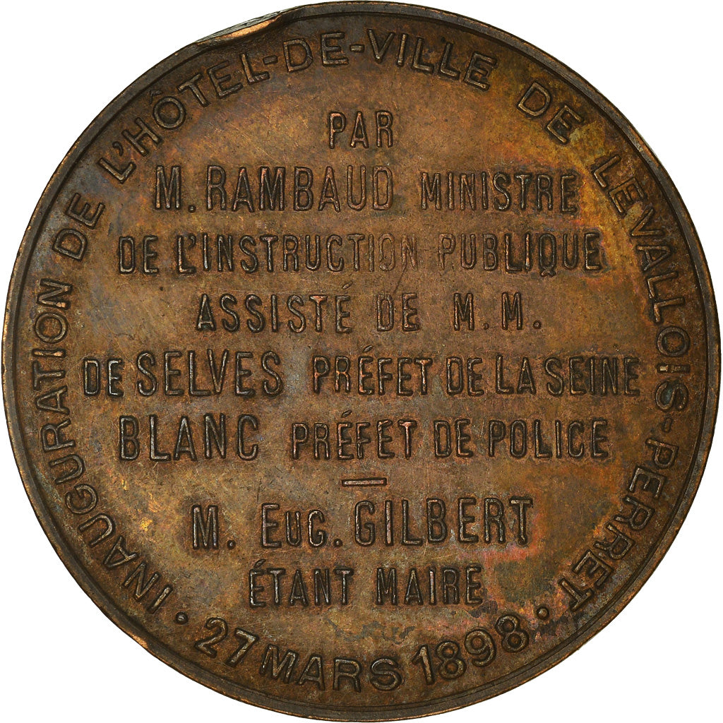 France, Token, Inauguration de l'Hôtel de Ville de Levallois-Perret, 1898