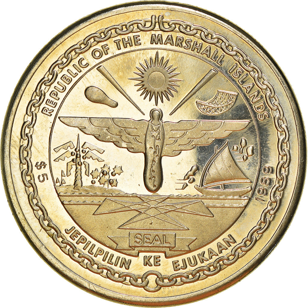 Coin, Marshall Islands, 5 Dollars, 1989, Roger Williams , MS(63), Copper-nickel