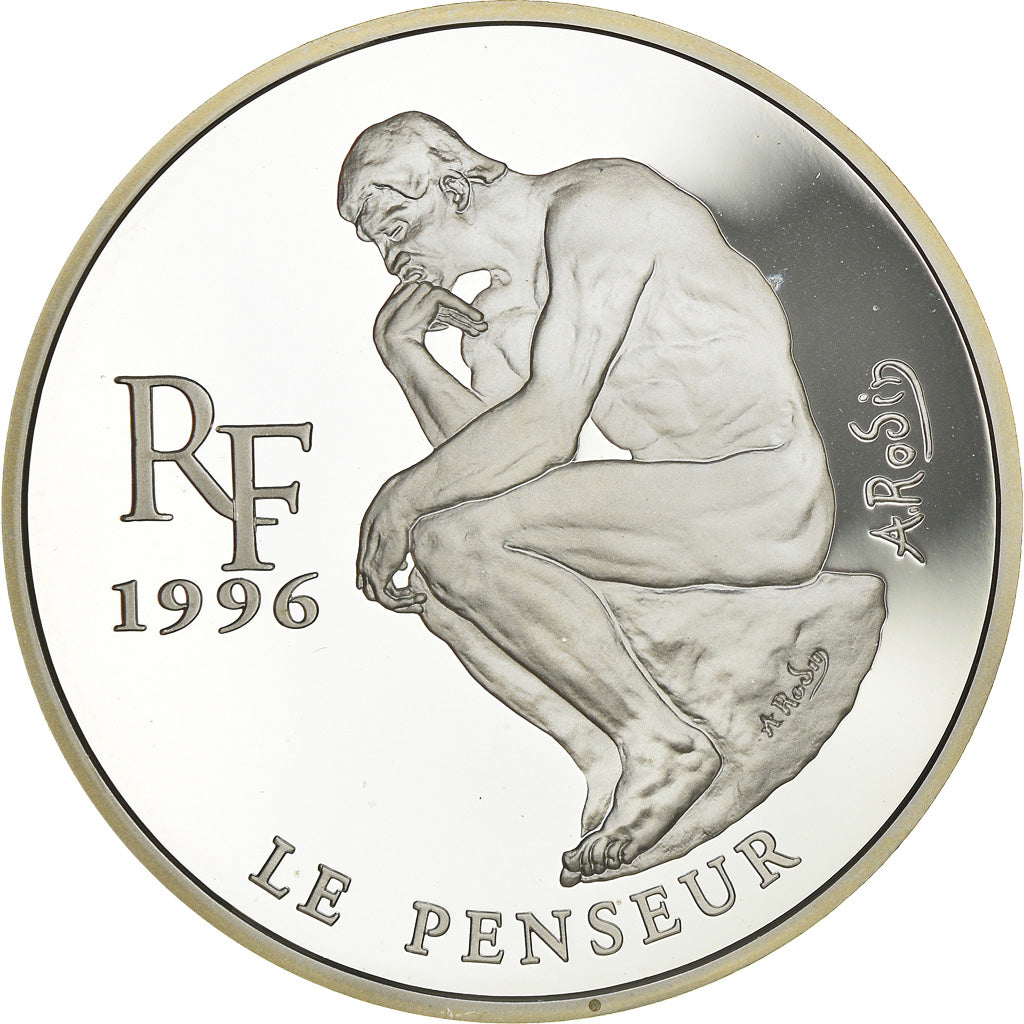 Monnaie, France, Le Penseur de Rodin, 10 Francs-1.5 Euro, 1996, Proof, FDC