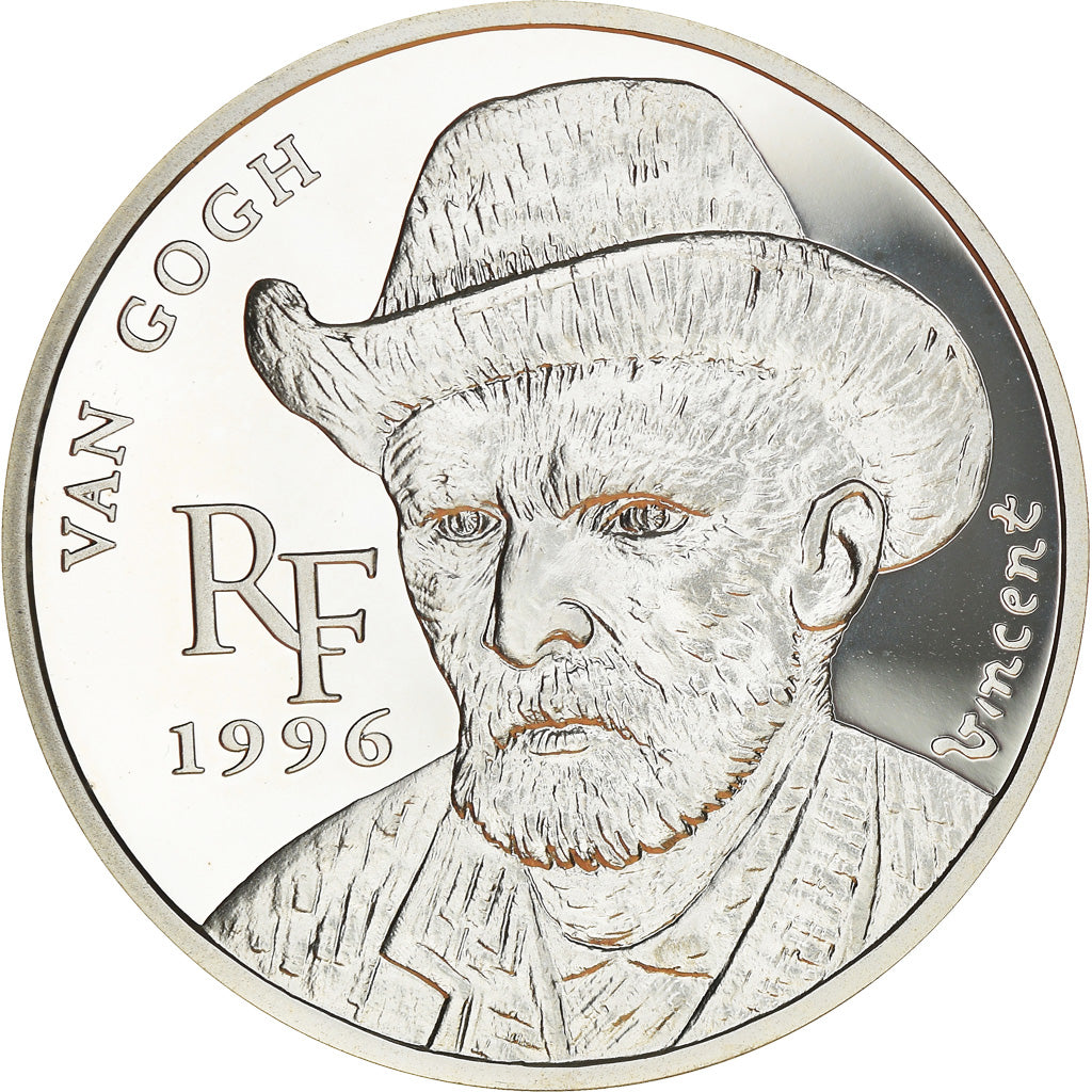Coin, France, Vincent Van Gogh, 10 Francs-1.5 Euro, 1996, MS(65-70), Silver