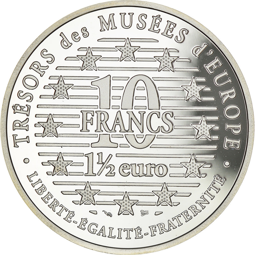 Coin, France, Vincent Van Gogh, 10 Francs-1.5 Euro, 1996, MS(65-70), Silver