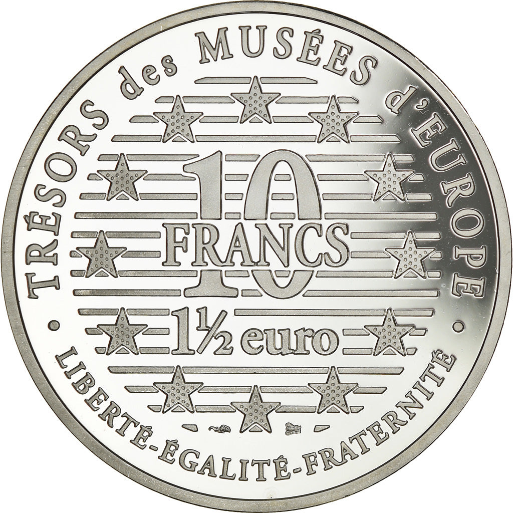 Munten, Frankrijk, Autoportrait de Dürer, 10 Francs-1.5 Euro, 1997, FDC, Zilver