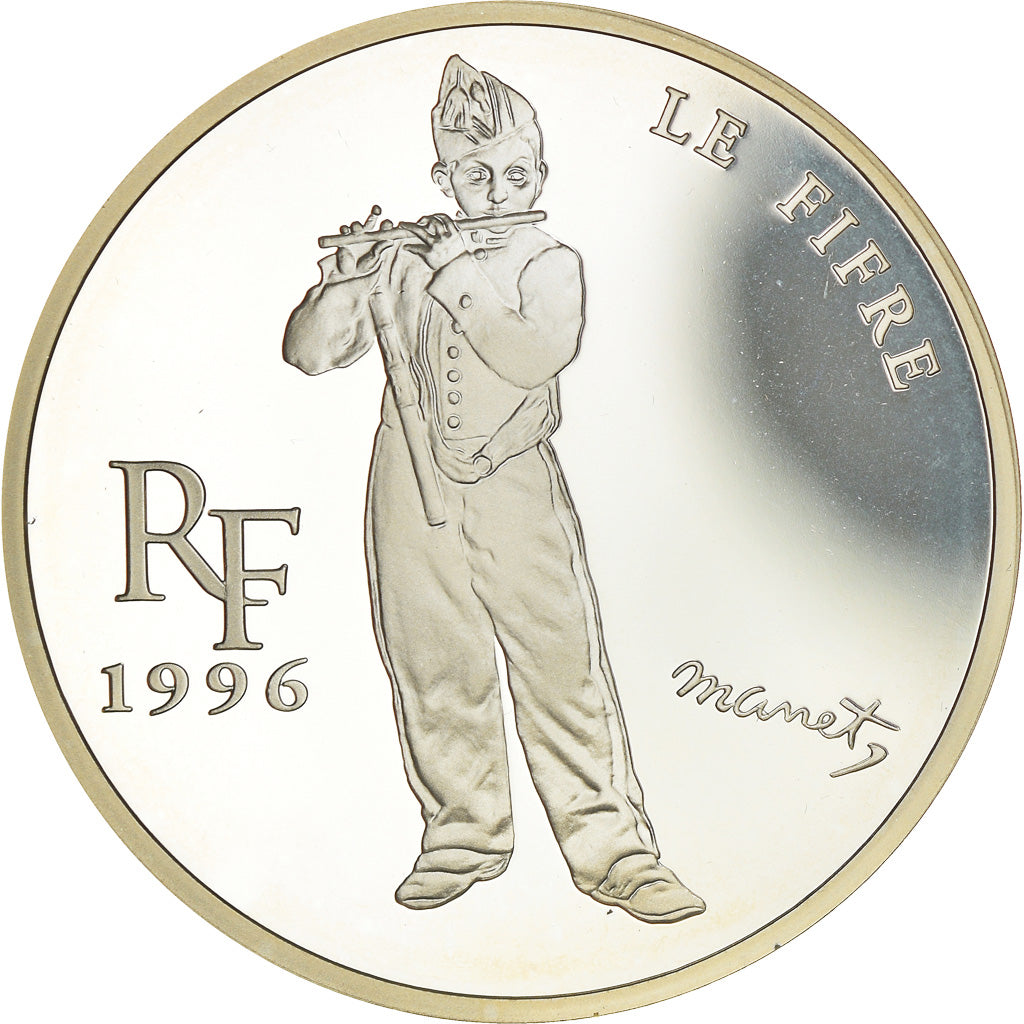Coin, France, Manet - Le Fifre, 10 Francs-1.5 Euro, 1996, MS(65-70), Silver