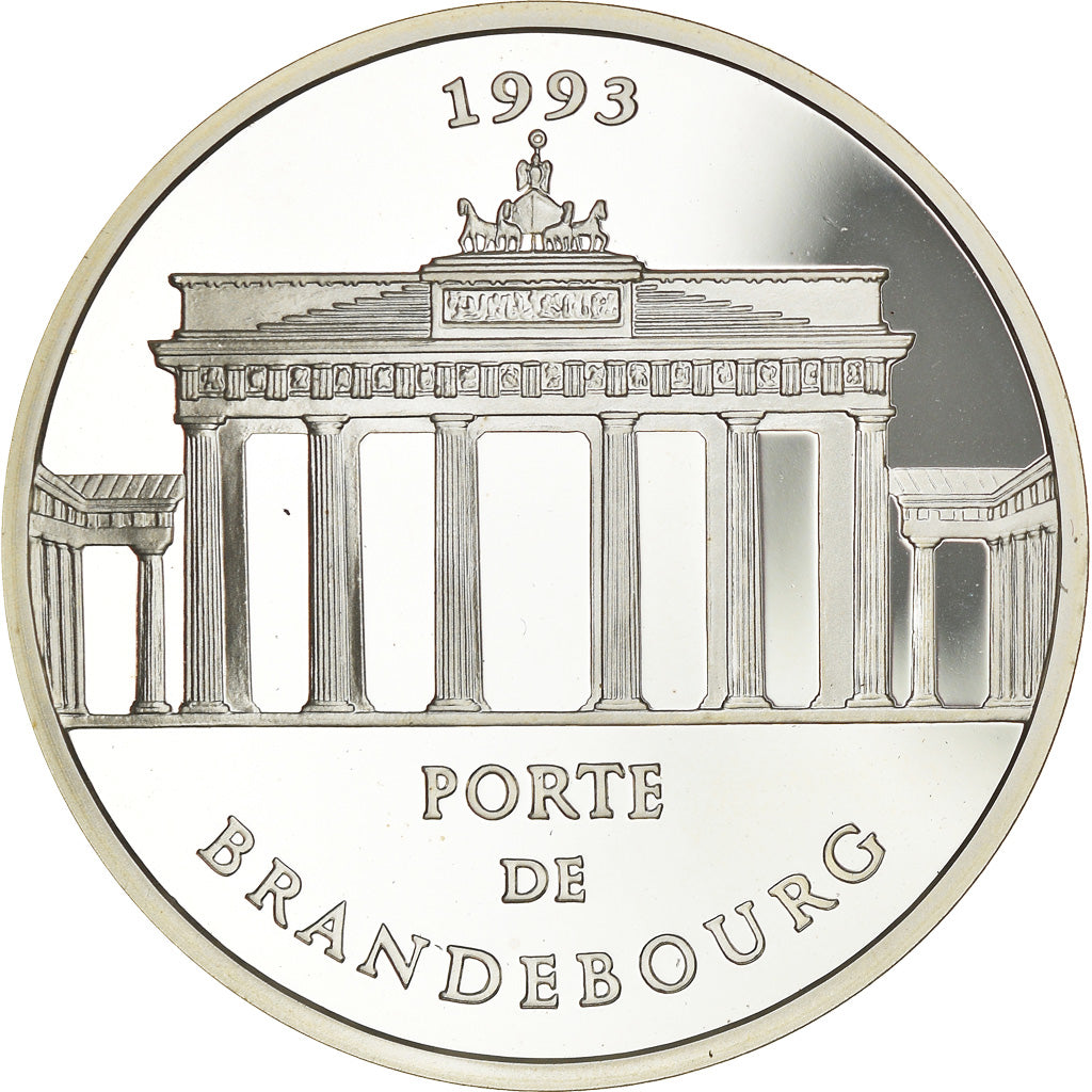 Moneda, Francia, Porte de Brandebourg, 100 Francs-15 Ecus, 1993, BE, FDC, Plata