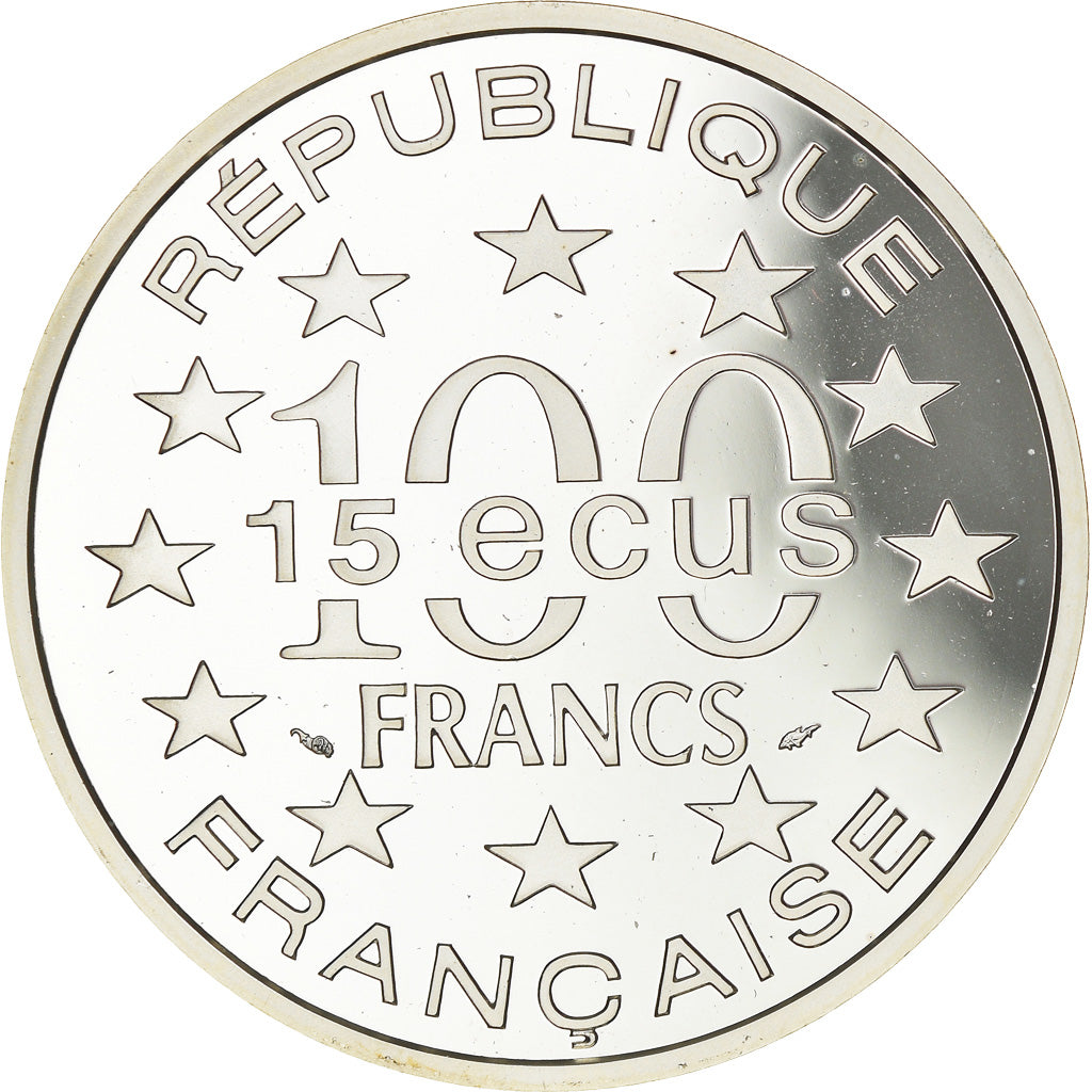 Moneda, Francia, Porte de Brandebourg, 100 Francs-15 Ecus, 1993, BE, FDC, Plata