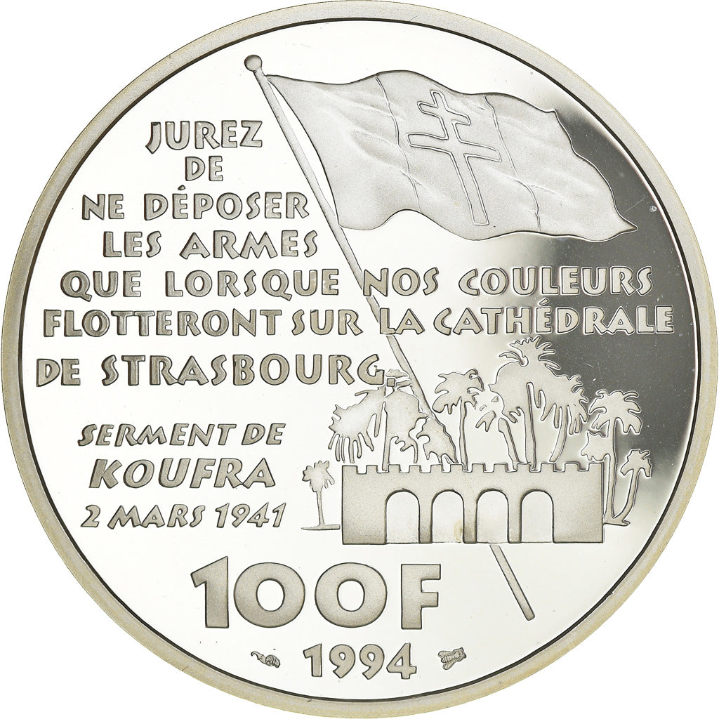Coin, France, Général Leclerc, 100 Francs, 1994, BE, MS(65-70), Silver