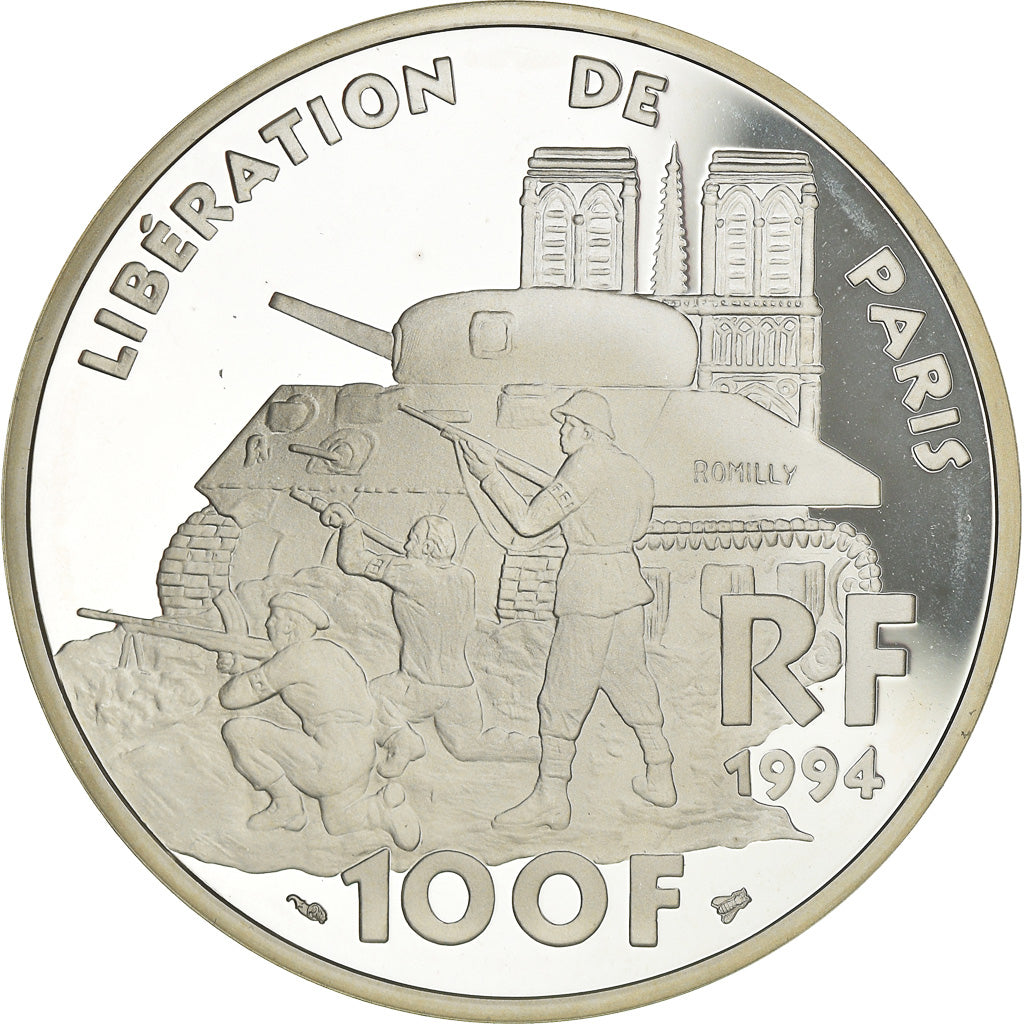 Coin, France, Libération de Paris, 100 Francs, 1994, Proof, MS(65-70), Silver