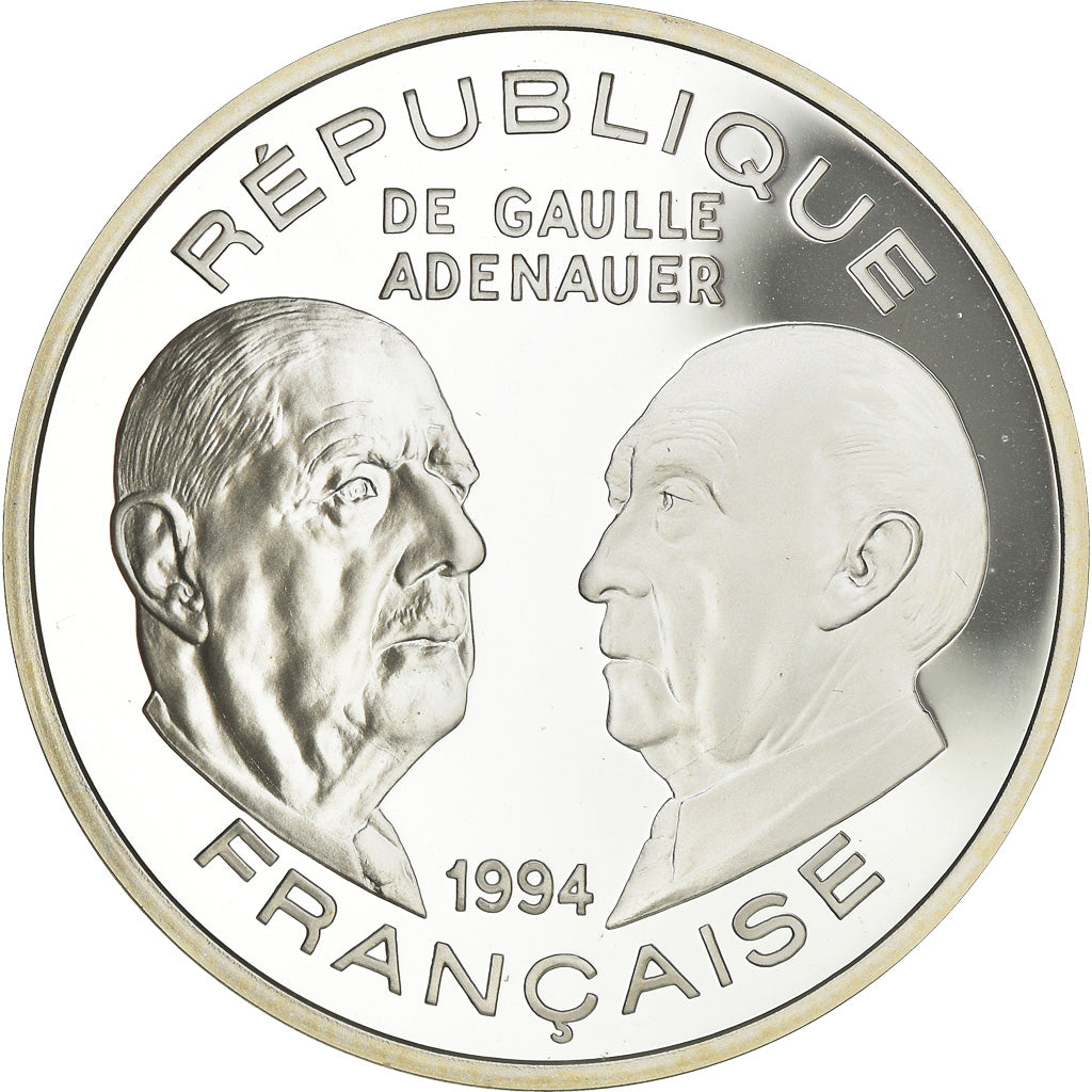 Coin, France, De Gaulle - Adenauer, 100 Francs, 1994, BE, MS(65-70), Silver