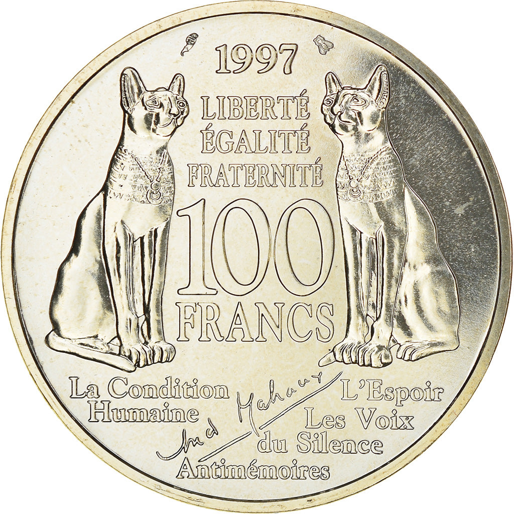 Moneta, Francia, André Malraux, 100 Francs, 1997, ESSAI, FDC, Argento