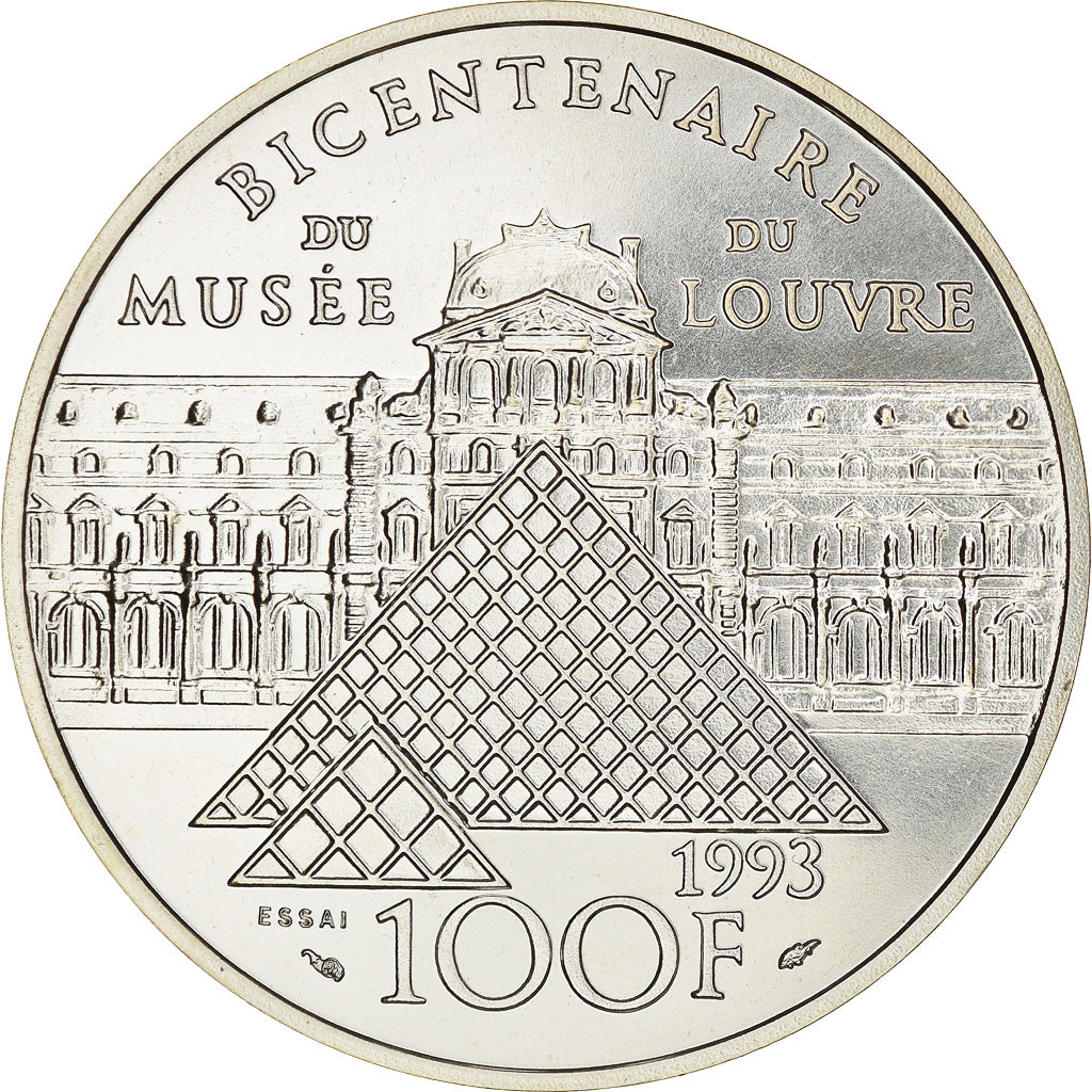 Coin, France, Mona Lisa, 100 Francs, 1993, ESSAI, MS(65-70), Silver, KM:1017