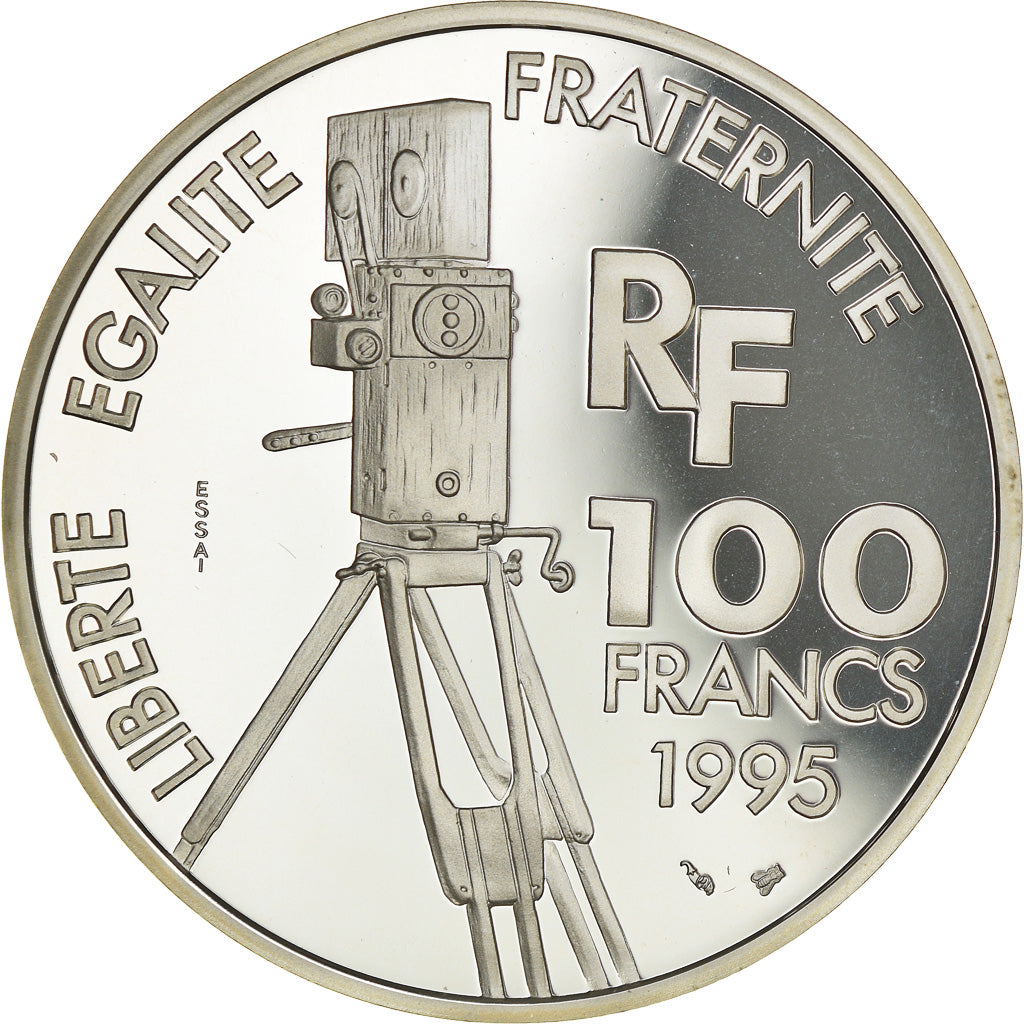 Münze, Frankreich, Federico Fellini, 100 Francs, 1995, ESSAI, STGL, Silber