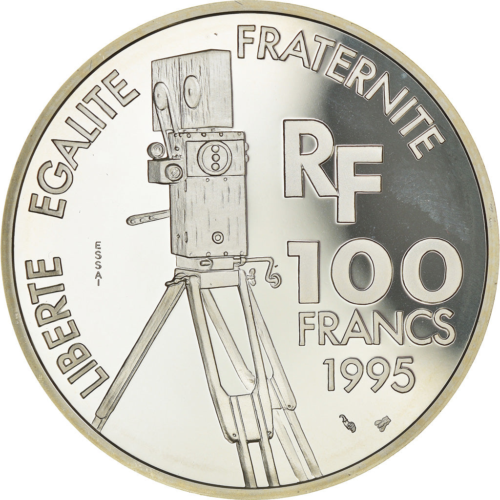 Coin, France, Alfred Hitchcock, 100 Francs, 1995, ESSAI, MS(65-70), Silver