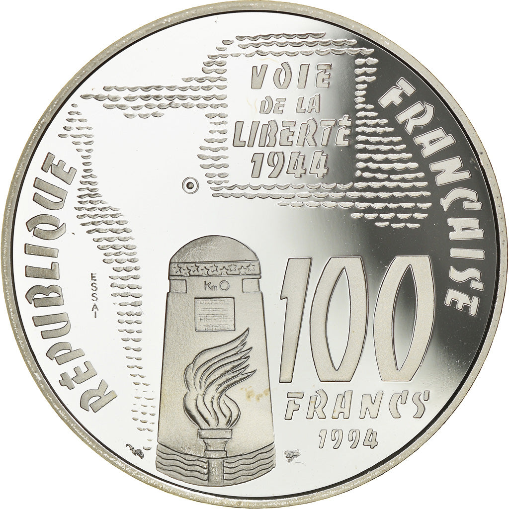 Coin, France, Sainte-Mère-Eglise, 100 Francs, 1994, ESSAI, MS(65-70), Silver