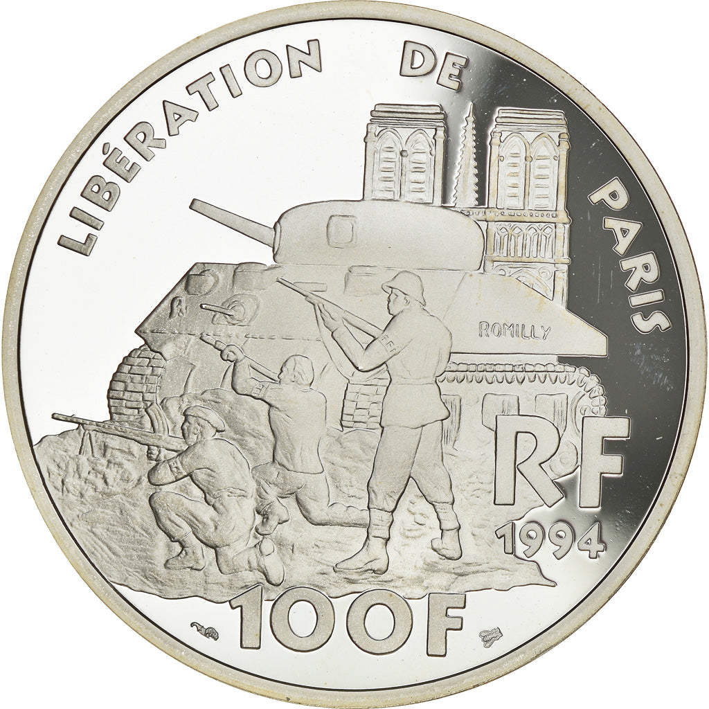 Coin, France, Libération de Paris, 100 Francs, 1994, ESSAI, MS(65-70), Silver