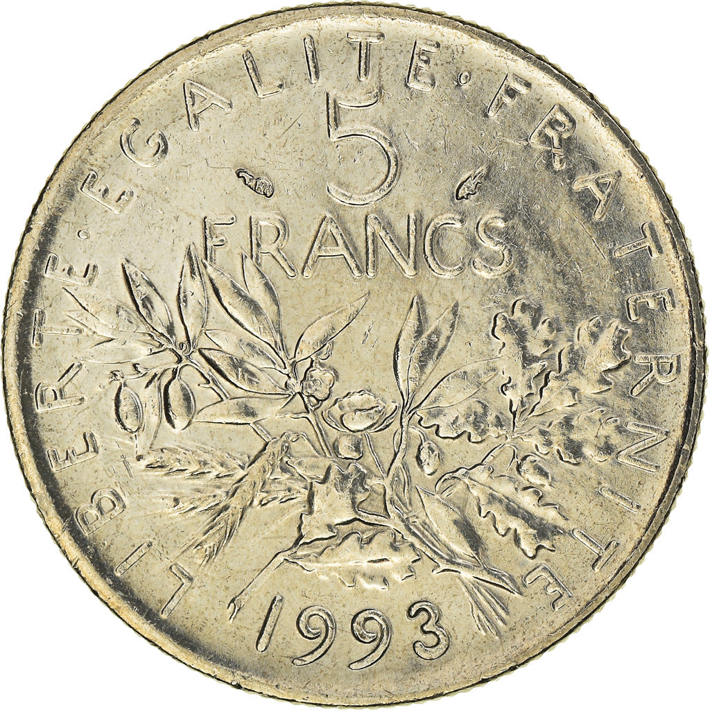 Coin, France, Semeuse, 5 Francs, 1993, Paris, MS(63), Nickel Clad Copper-Nickel