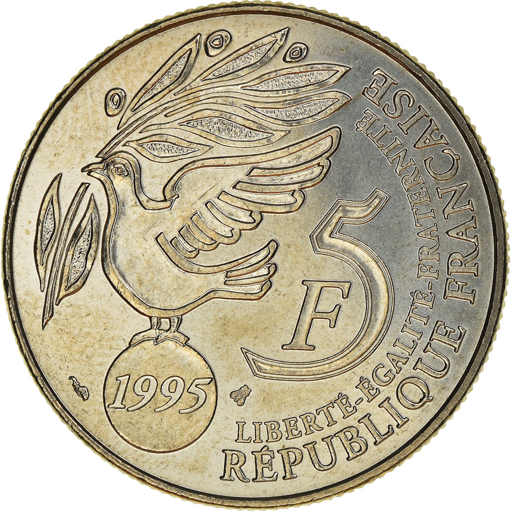 Coin, France, ONU, 5 Francs, 1995, MS(65-70), Nickel, Le Franc:345/1