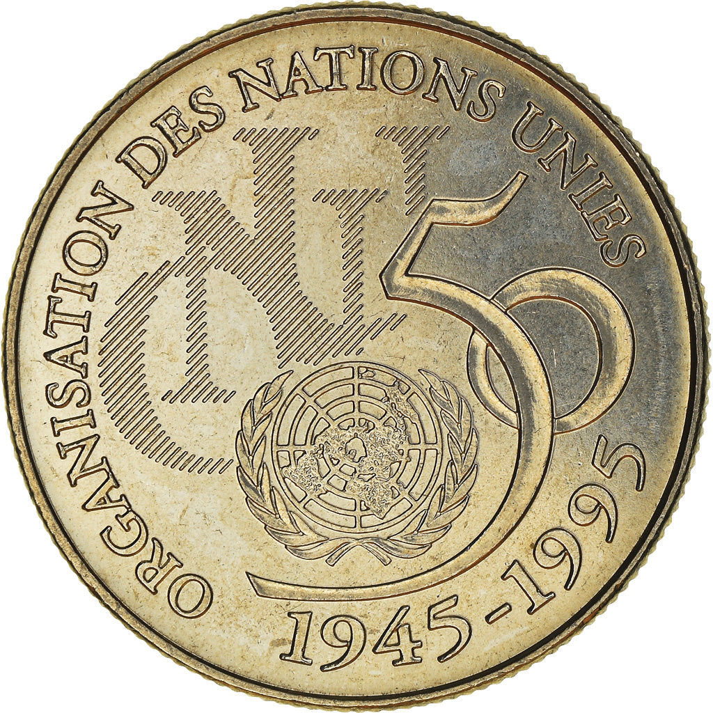 Coin, France, ONU, 5 Francs, 1995, MS(65-70), Nickel, Le Franc:345/1