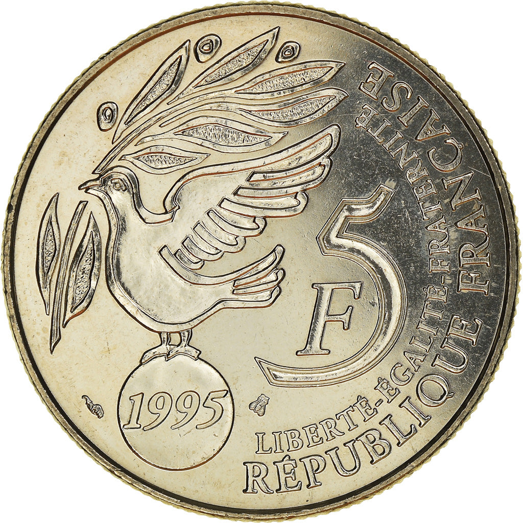 Coin, France, ONU, 5 Francs, 1995, MS(65-70), Nickel, Le Franc:345/1