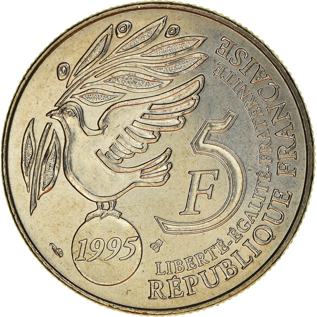 Coin, France, ONU, 5 Francs, 1995, MS(64), Nickel, Le Franc:345/1