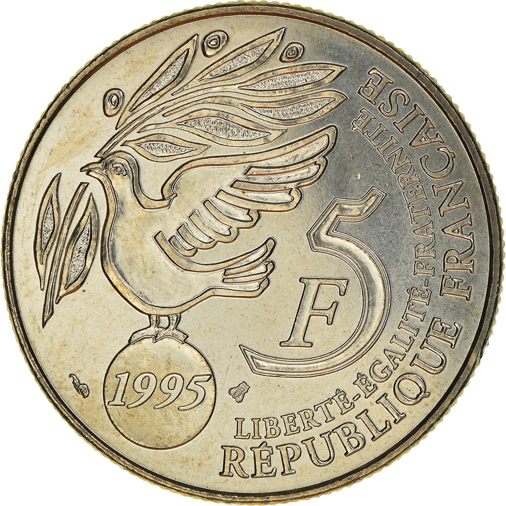 Coin, France, ONU, 5 Francs, 1995, MS(63), Nickel, Le Franc:345/1