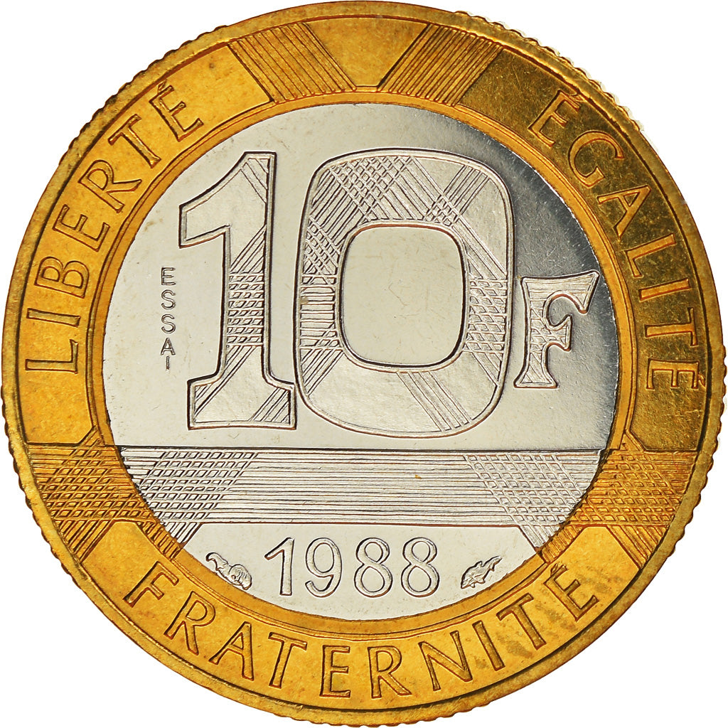 Coin, France, Génie, 10 Francs, 1988, ESSAI, MS(65-70), Bi-Metallic, KM:E140