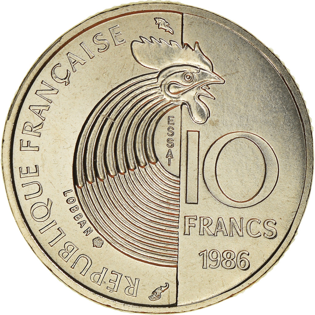 Coin, France, Schuman, 10 Francs, 1986, ESSAI, MS(65-70), Nickel, KM:E134