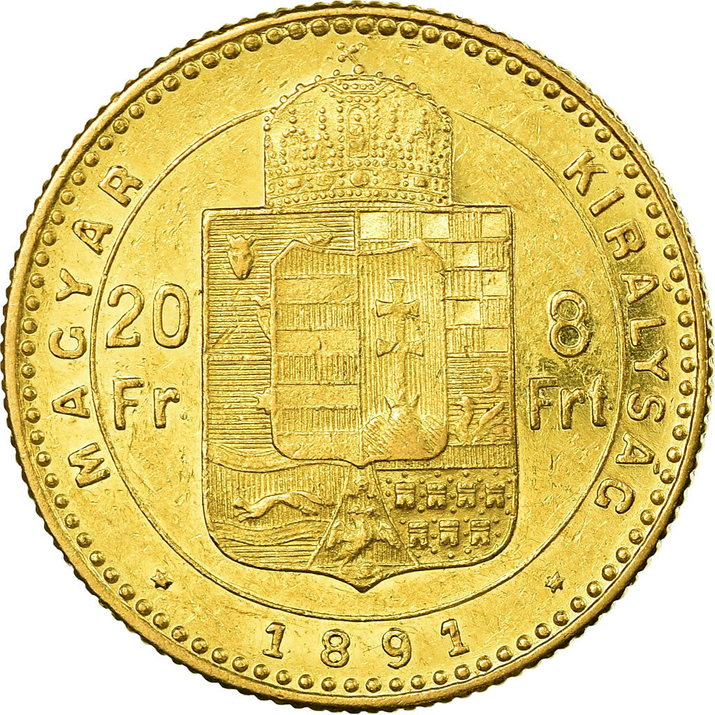 Münze, Ungarn, Franz Joseph I, 8 Forint 20 Francs, 1891, Kormoczbanya, VZ