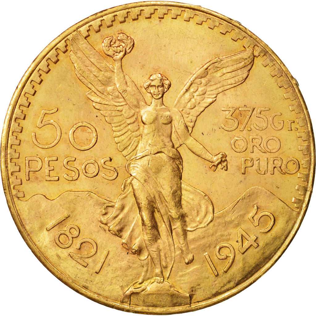 Moneda, México, 50 Pesos, 1945, Mexico City, EBC+, Oro, KM:481