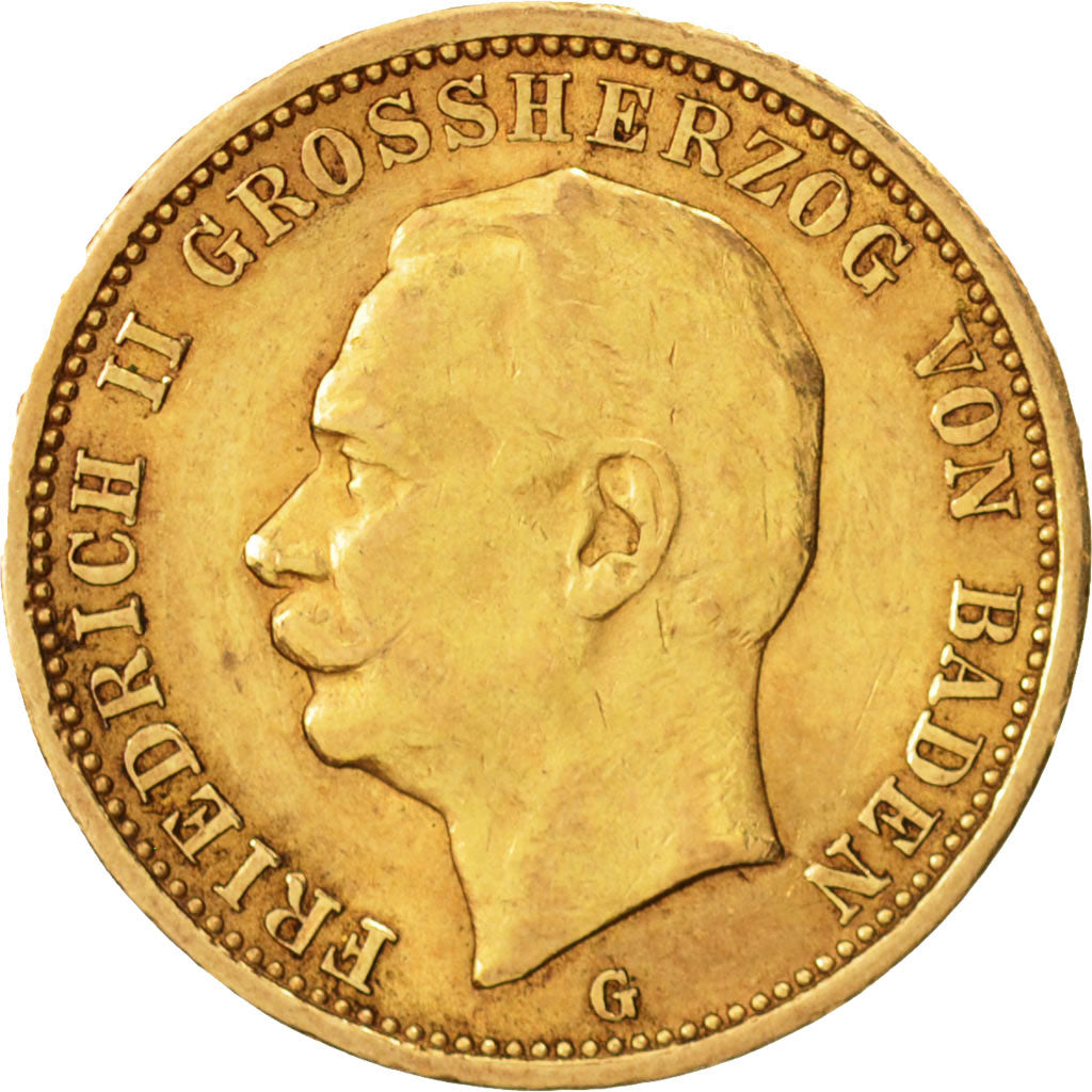 Coin, German States, BADEN, Friedrich II, 20 Mark, 1912, Stuttgart, EF(40-45)
