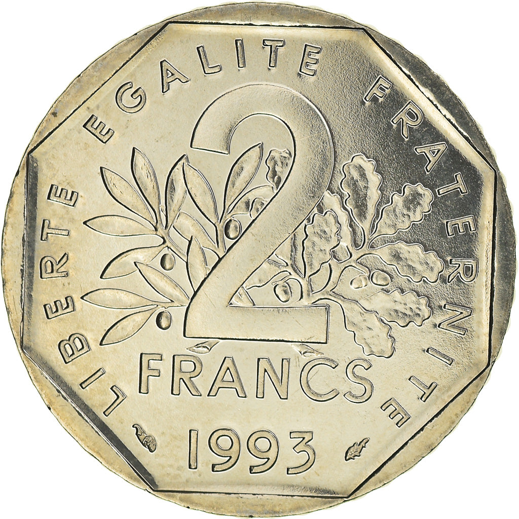Coin, France, Semeuse, 2 Francs, 1993, Medal alignment, MS(64), Nickel