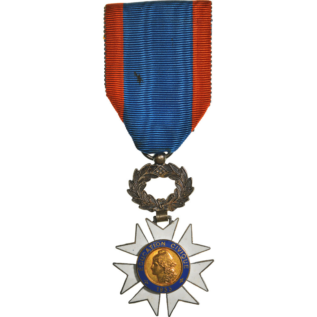 France, Education Civique, Medal, 1933, Excellent Quality, Bronze, 36
