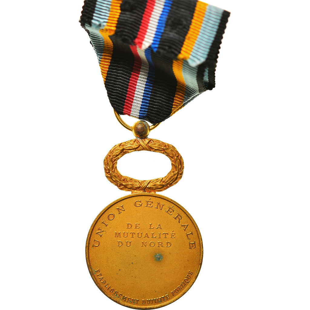 France, Union Nationale de la Mutualité du Nord, Medal, Excellent Quality, Gilt