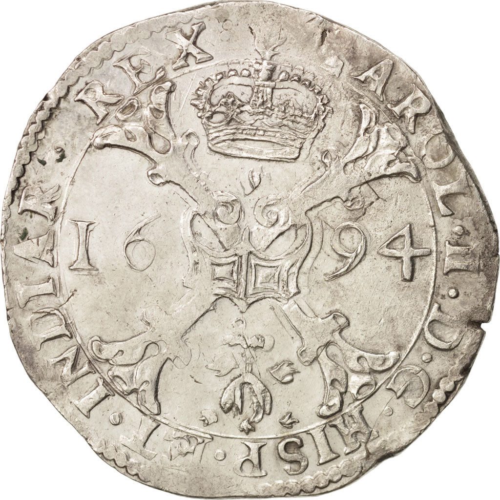 Spanish Netherlands, BRABANT, Patagon, 1694, Antwerp, AU(50-53), Silver,KM:107.1