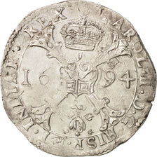 Spanish Netherlands, BRABANT, Patagon, 1694, Antwerp, AU(50-53), Silver,KM:107.1