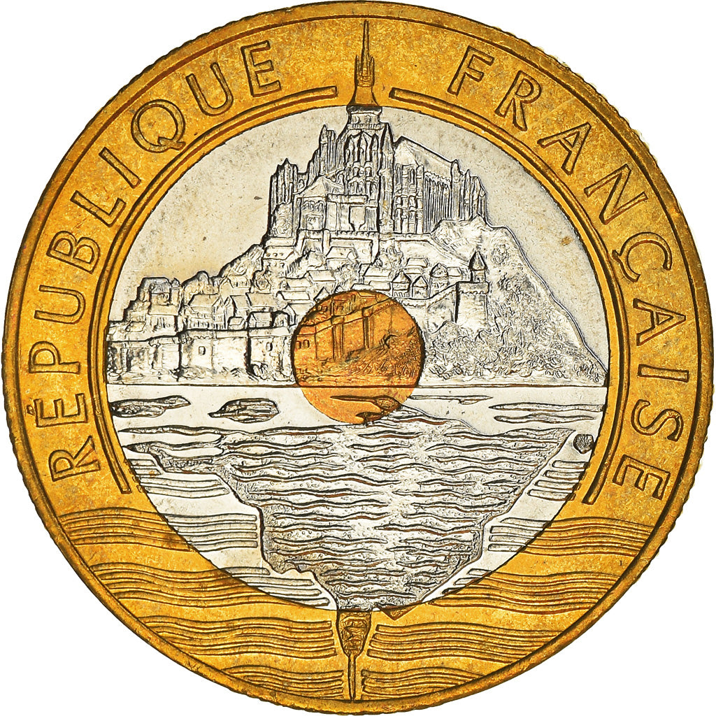 Coin, France, Mont Saint Michel, 20 Francs, 1996, Paris, MS(64), Tri-Metallic