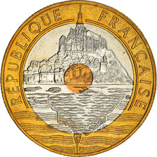 Coin, France, Mont Saint Michel, 20 Francs, 1996, Paris, MS(64), Tri-Metallic