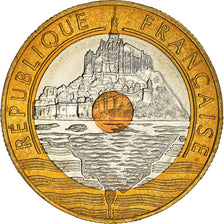 Coin, France, Mont Saint Michel, 20 Francs, 1996, Paris, MS(63), Tri-Metallic