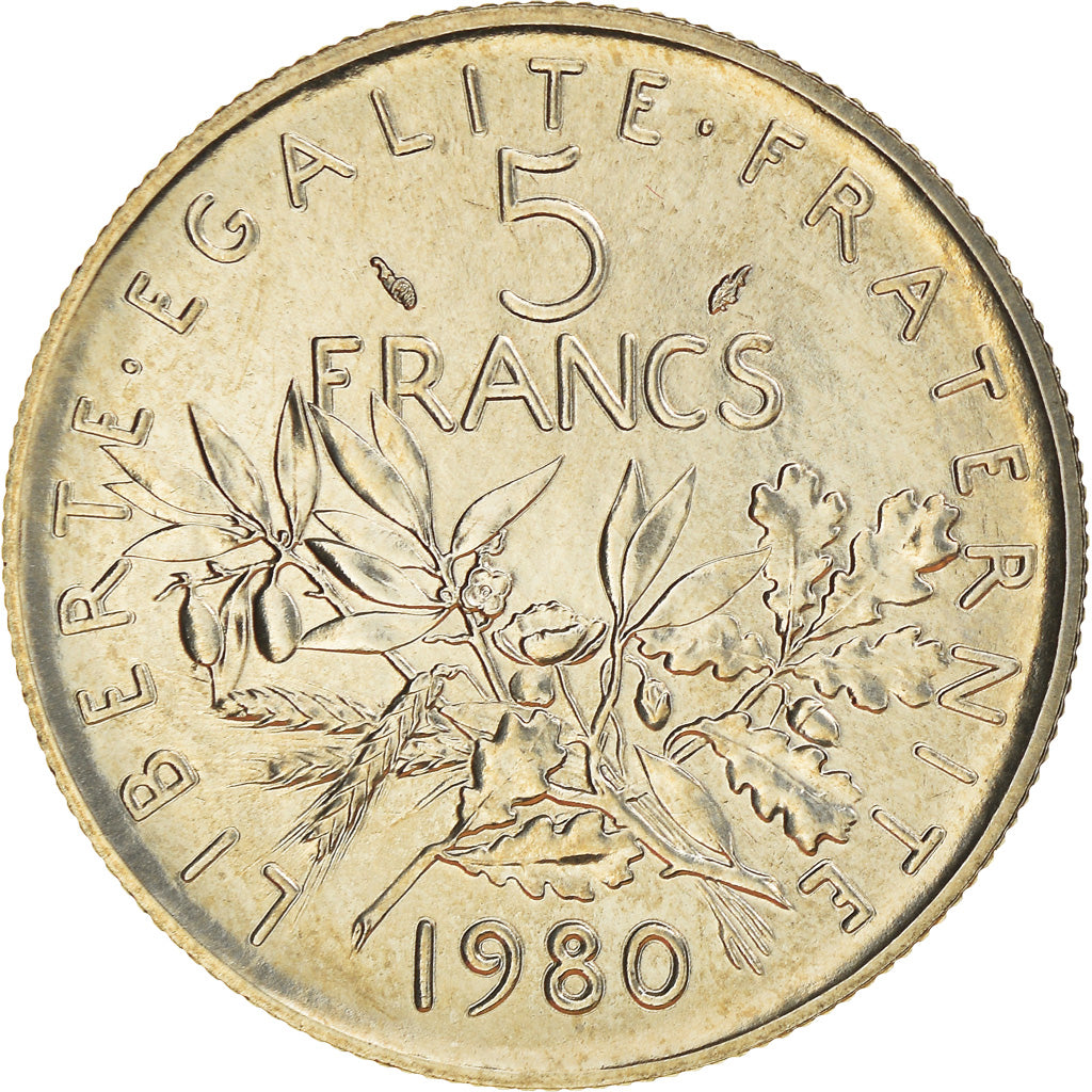 Münze, Frankreich, Semeuse, 5 Francs, 1980, Paris, STGL, Nickel Clad