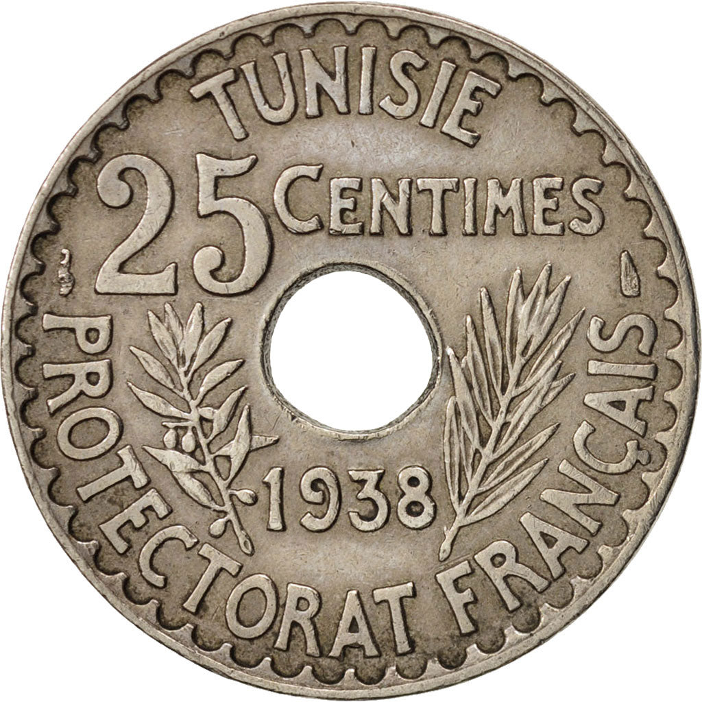 Tunisia, Ahmad Pasha Bey, 25 Centimes, 1938, Paris, EF(40-45), KM 260