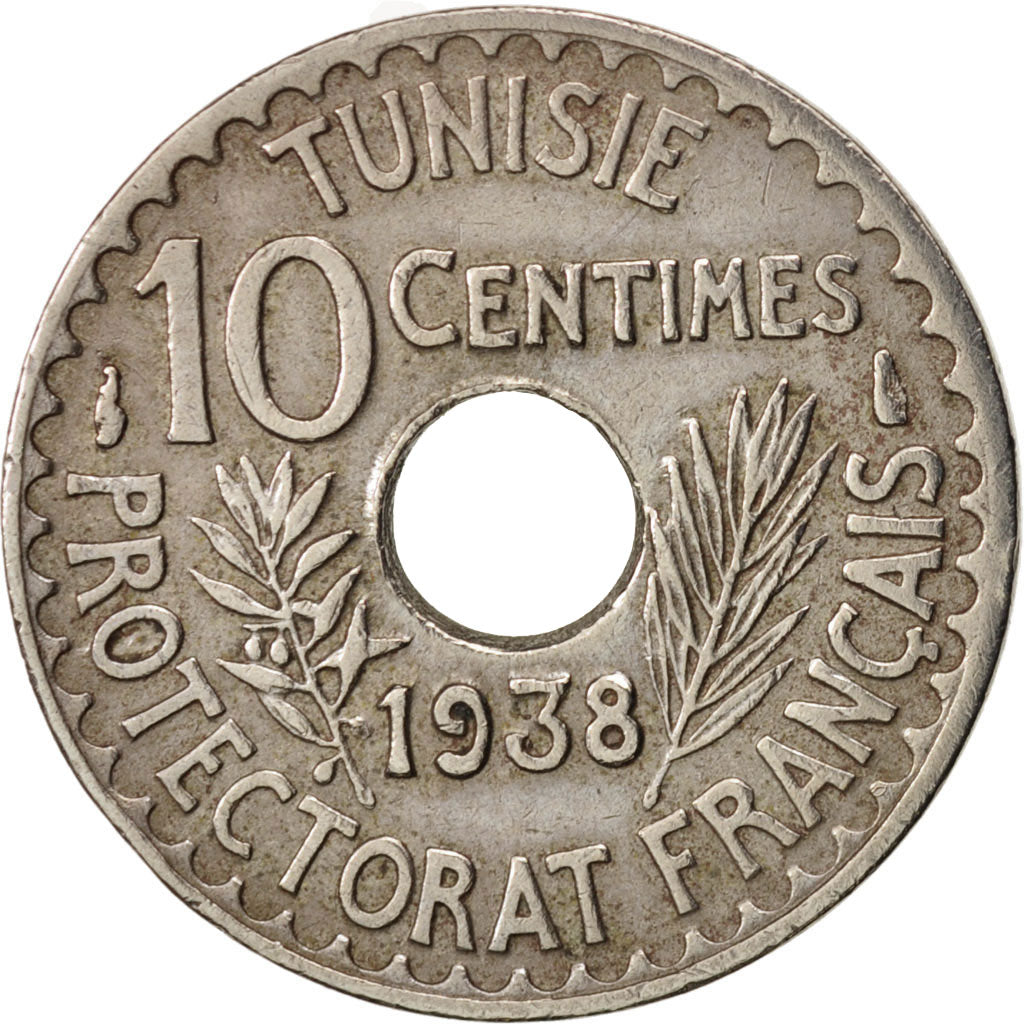 Tunisie, Ahmad Pasha Bey, 10 Centimes, 1938, Paris, TTB, Nickel-Bronze, KM:259
