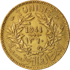 Tunisia, Anonymous, 2 Francs, 1941, Paris, AU(55-58), Aluminum-Bronze, KM:248