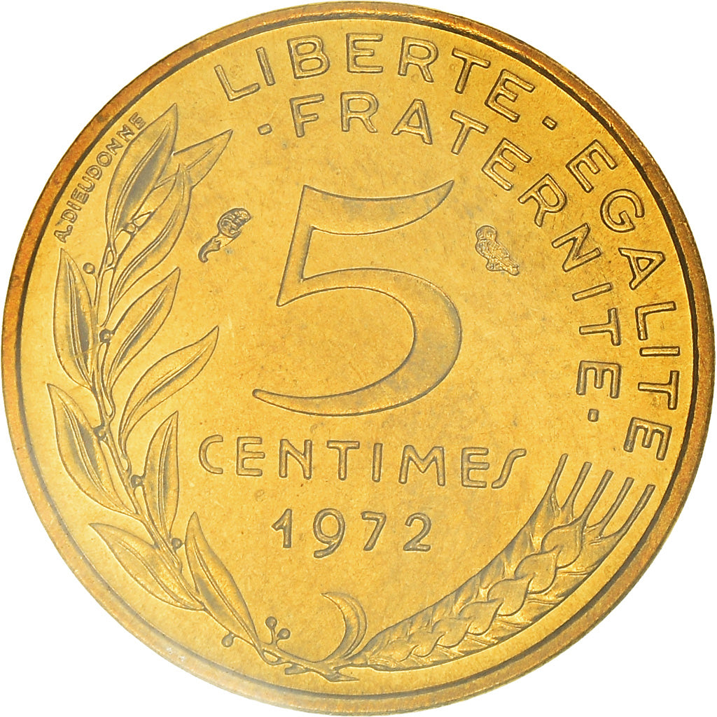 Coin, France, Marianne, 5 Centimes, 1972, Paris, MS(65-70), Aluminum-Bronze