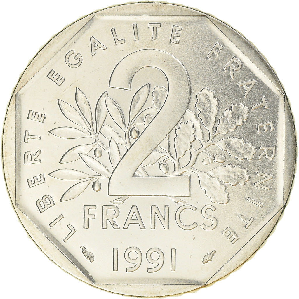 Coin, France, Semeuse, 2 Francs, 1991, Paris, Frappe médaille, MS(65-70)